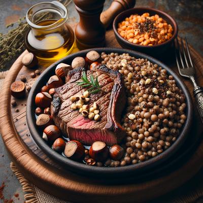Image of Steak Hazelnut and Lentil Pilaf