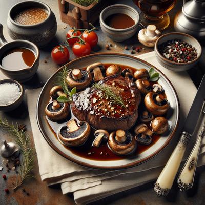 Image of Steak in Rum and Mushroom Sauce for Two