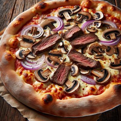 Image of Steak Mushroom and Onion Pizza