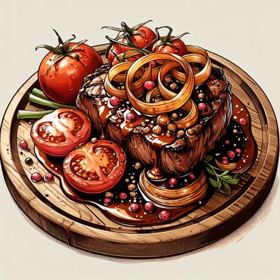Image of Steak Onion Tomato with Gravy