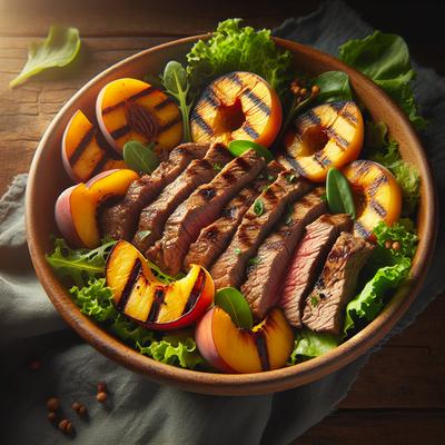 Image of Steak Salad with Grilled Peaches