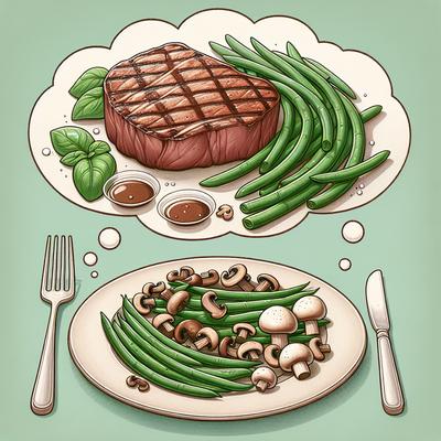 Image of Steak with Green Beans and Mushrooms for Two