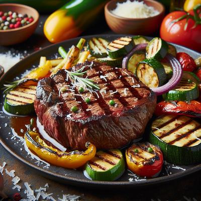 Image of Steak with Parmesan Grilled Vegetables