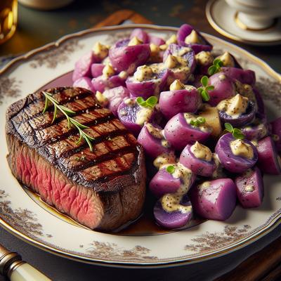Image of Steak with Purple Potato Salad