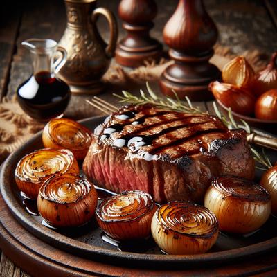Image of Steak with Roasted Sweet Onions in Balsamic Vinegar