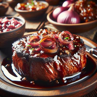 Image of Steak with Shallot Red Wine Sauce