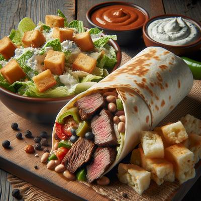 Image of Steakhouse Burrito with Blue Cheese Caesar Salad