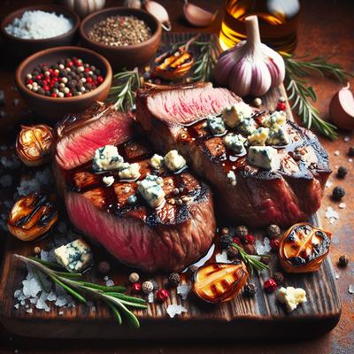 Image of Steaks Topped with Bleu Cheese