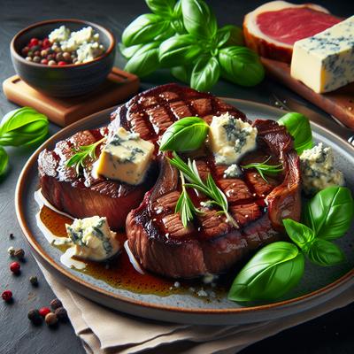 Image of Steaks with Basil Blue Cheese Butter