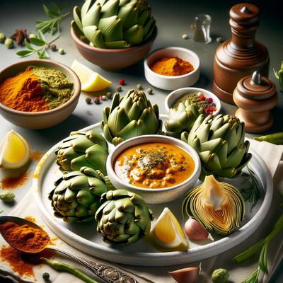Image of Steamed Artichokes with Curry Dipping Sauce