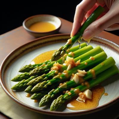 Image of Steamed Asparagus with Ginger Garlic Sauce