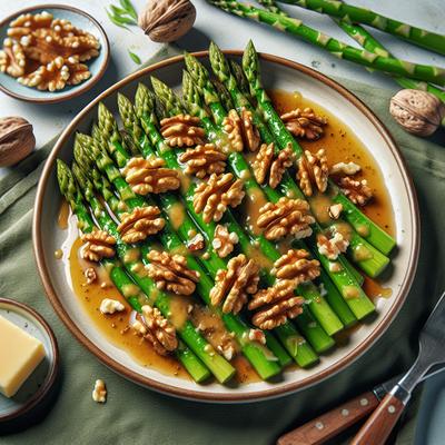 Image of Steamed Asparagus with Walnuts and Browned Butter Sauce