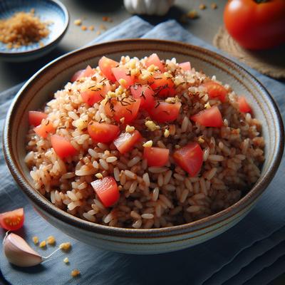 Image of Steamed Brown Rice with Tomato and Garlic