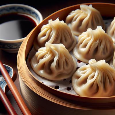 Image of Steamed Chinese Dumplings Dipping Sauce