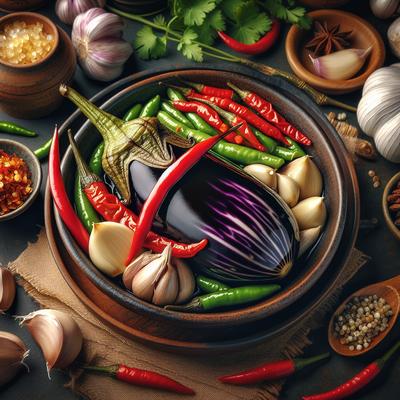 Image of Steamed Eggplant with Garlic and Chilli