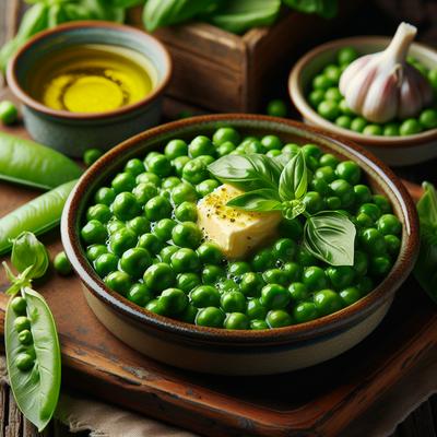 Image of Steamed English Peas with Basil Butter