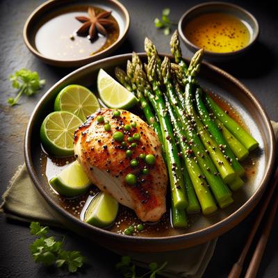 Image of Steamed Lime and Pepper Chicken with Glazed Asparagus