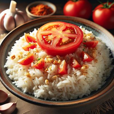 Image of Steamed Long Grain Rice with Tomato and Garlic