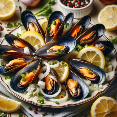 Image of Steamed Mussels with Lemon Onion and Wine Mijillones Al Lim O