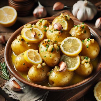 Image of Steamed New Potatoes with Lemon Garlic Sauce