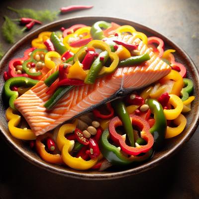 Image of Steamed Salmon with Peppers