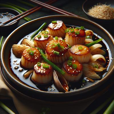 Image of Steamed Scallops with Ginger Soy and Sesame Scallions