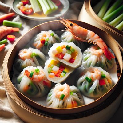Image of Steamed Shrimp and Vegetable Dumplings