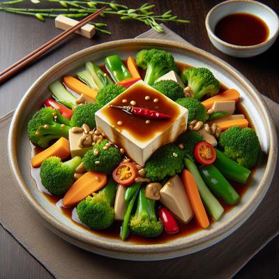 Image of Steamed Vegetables with Tofu and Oyster Flavored Sauce
