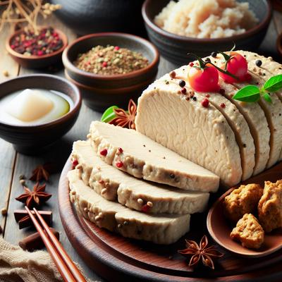 Image of Steamed White Seitan Fake Chicken or Pork