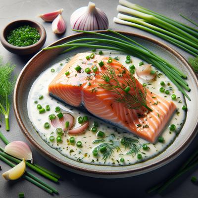 Image of Steeped Salmon with Chive and Dill Sauce