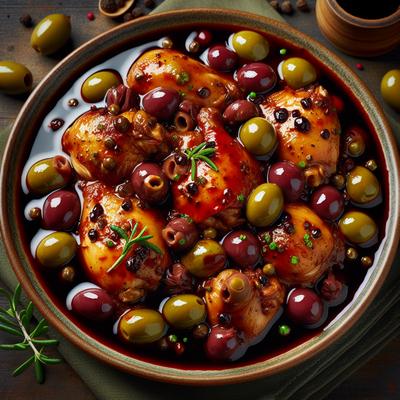 Image of Stewed Chicken with Red Wine and Olives