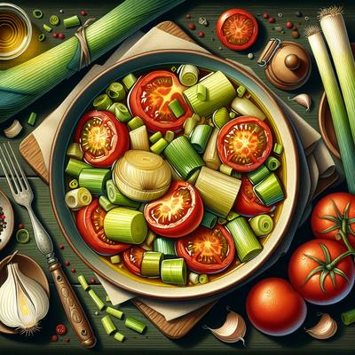 Image of Stewed Leeks with Tomatoes