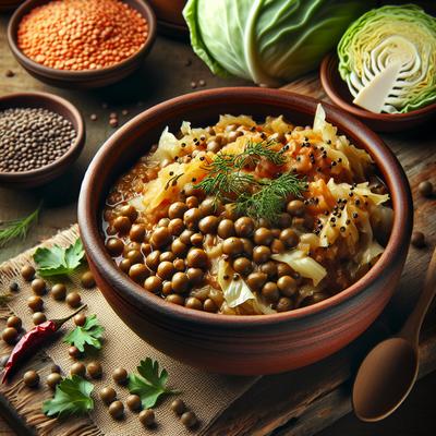 Image of Stewed Lentils with Cabbage