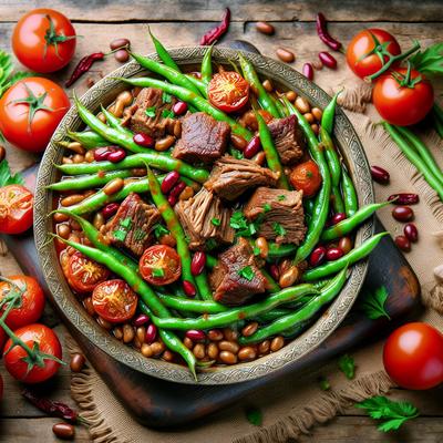 Image of Stewed Meat with String Beans and Tomatoes Lubee Bi Laham