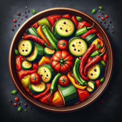 Image of Stewed Zucchini Peppers and Tomatoes