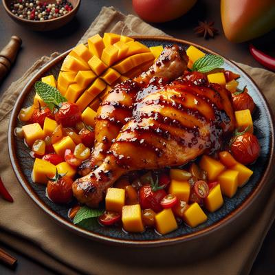 Image of Sticky Chicken with Mango and Tomato Salsa