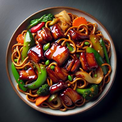 Image of Sticky Pork and Hokkein Noodle Stir Fry