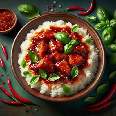 Image of Sticky Sweet Chilli Pork and Basil Rice