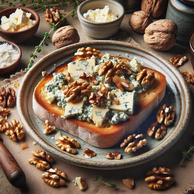 Image of Stilton and Walnut Welsh Rarebit Blue Cheese on Toast
