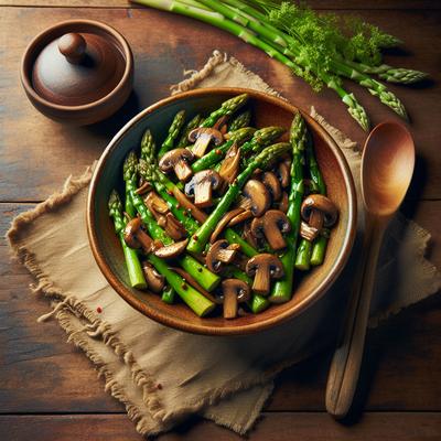 Image of Stir Fried Asparagus and Mushrooms
