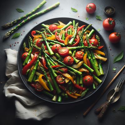 Image of Stir Fried Asparagus and Tomatoes