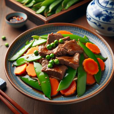 Image of Stir Fried Beef with Snow Peas Carrots