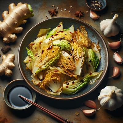 Image of Stir Fried Cabbage with Ginger Soy Garlic and Balsamic
