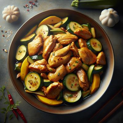 Image of Stir Fried Chicken Zucchini and Squash
