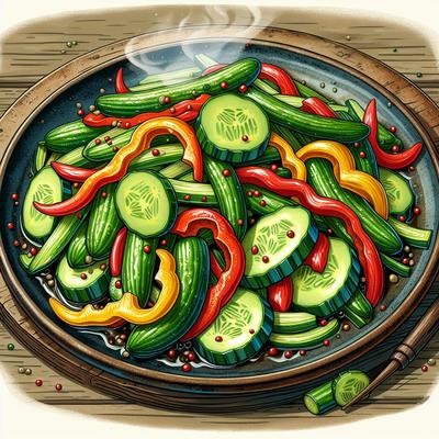 Image of Stir Fried Cukes and Peppers