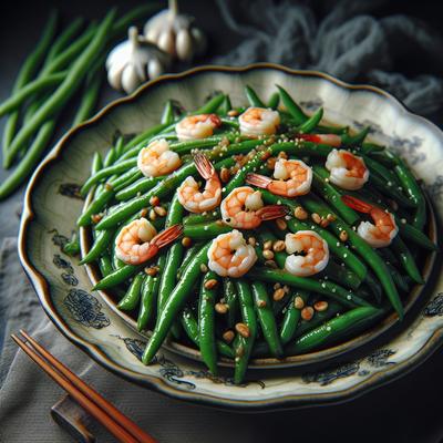 Image of Stir Fried Green Beans with Shrimp and Garlic