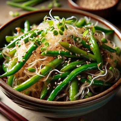 Image of Stir Fried Green Beans with Sprouts and Cellophane Noodles