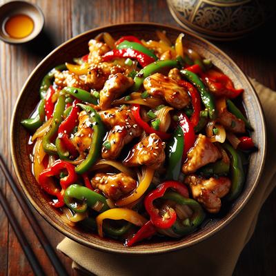 Image of Stir Fried Honey Ginger Chicken with Peppers