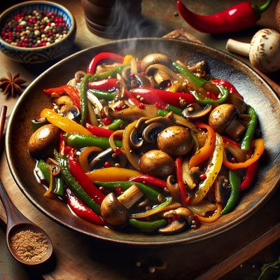Image of Stir Fried Mixed Peppers Mushrooms
