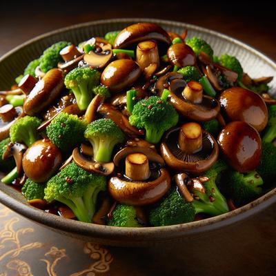 Image of Stir Fried Mushrooms and Broccoli